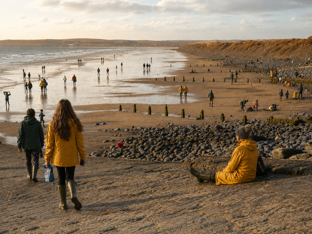 autumn people on beach
